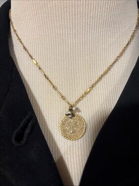 Lenora Dame Women’s Tree Of Life Pendant Necklace Gold Plated Faux Pearls